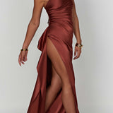 Emberly One-Shoulder Maxi Dress with High Split