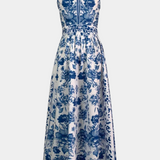 Shante Floral Print A-Line Dress with Lapel Collar