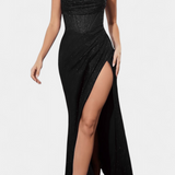 Armoni Mermaid Dress with Corset Bodice and Spaghetti Straps