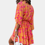 Eliza Mini Dress with Front Knot and Ruffles