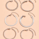 Set of 6 Cuban Link Bracelets