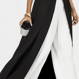 Alicia Elegant Bicolour Sleeveless Set with Wide Trousers