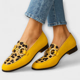 Sonia Animal Print Slip-On Shoes with Decorative Buckle