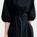 Krisbel Linen Cotton Dress with Tied Waist