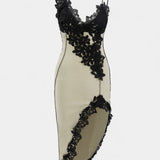 Diana Asymmetrical Lace Panel Midi Dress