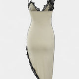 Diana Asymmetrical Lace Panel Midi Dress