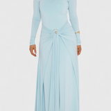 Fátima Fitted Pleated Dress with Metallic Details