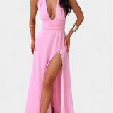 Latisha Halter Neck Dress with High Split