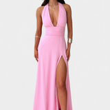 Latisha Halter Neck Dress with High Split