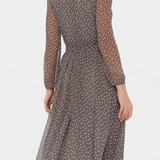 Cymene Midi Polka Dot Dress with Puff Sleeves