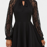 Jasella Floral Lace Mini Dress with Long Sleeves