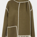 Pauline Loose Fit Coat with Integrated Fringed Scarf