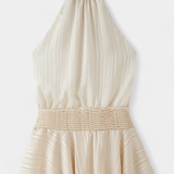 Azucena Mini Dress with Open Back and Pleated Waist