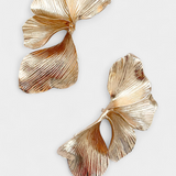 Textured Metal Leaf Drop Earrings