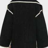 Pauline Loose Fit Coat with Integrated Fringed Scarf