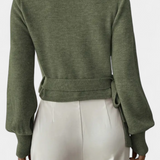 Persephone Cross-Back Strap Sweater with V-Neck