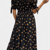 Lizzie Midi Polka Dot Dress with Deep V Neck