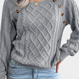 Fien Knitted Sweater with Square Neck and Buttons