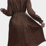 Evabeth Leopard Print Pleated Midi Dress