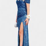 Off-Shoulder Mermaid Dress with Sequins