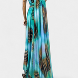 Cedara One-Shoulder Maxi Dress with Floral Detail