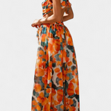 Zuleika Chiffon Dress with Ruffles and Side Slits