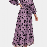 Iolanda Floral Lace Maxi Dress with Lantern Sleeves