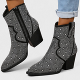 Berenice Elegant Boots with Patchwork and Side Zip