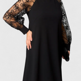 Bellezza Lace Dress with Long Sleeves and Round Neck