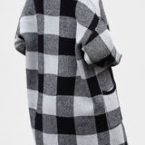 Lovella Checked Casual Cardigan with Pockets