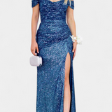 Off-Shoulder Mermaid Dress with Sequins