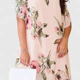 Tameka Fluid Chiffon Dress with Petals and Sheer Sleeves