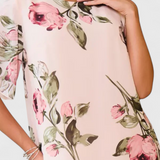 Tameka Fluid Chiffon Dress with Petals and Sheer Sleeves