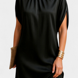 Haruna Timeless Midi Dress with Round Neck