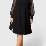 Bellezza Lace Dress with Long Sleeves and Round Neck