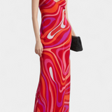 Valera Long Dress with Swirl Print and Sleeveless Cut