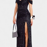 Off-Shoulder Mermaid Dress with Sequins