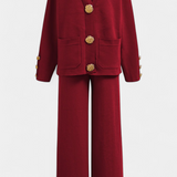 Aireen Knit Set with Cardigan and Wide-Leg Trousers