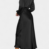 Cecila Maxi Dress with High Neck and Floral Detail