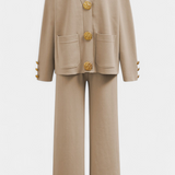 Aireen Knit Set with Cardigan and Wide-Leg Trousers