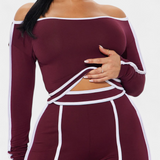 Krystelle Off-Shoulder Set with Straight Cut Trousers