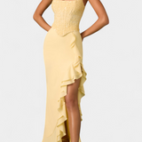 Cindy Midi Dress with Asymmetrical Ruffles