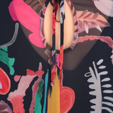 Annegret Midi Floral Dress with Long Sleeves and Fluid Cut