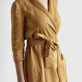 Sharon Vintage Midi Dress in Cotton and Linen with Lapel Collar