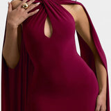 Faffienia Maxi Dress with Halter Neck and Keyhole Cut