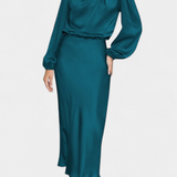 Cecila Maxi Dress with High Neck and Floral Detail