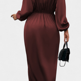 Giada Elegant Long Dress with V-Neck and Side Split
