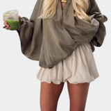 Maude Olive Green Jacket with Puff Sleeves