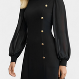 Jacequeline A-Line Dress with Buttons and Round Neck