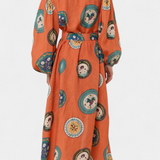 Sibley Linen Maxi Dress with Exclusive Print and Belt